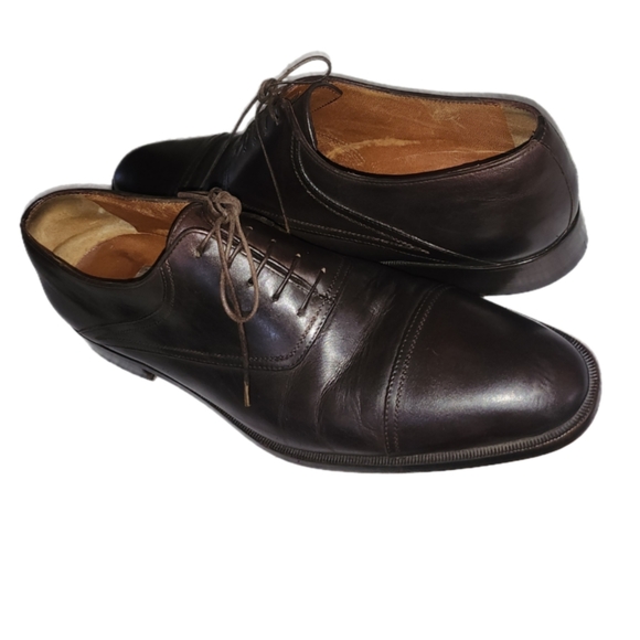 a.testoni MENS BROWN LEATHER CLASSIC DRESS OXFORDS SIZE 9.5
